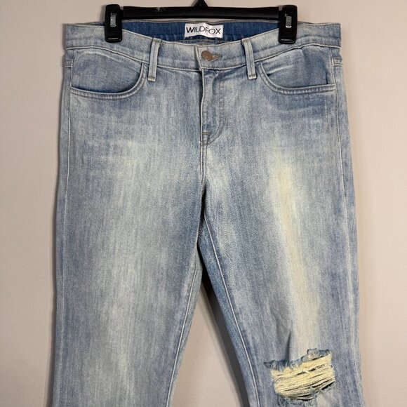 NWT Wildfox Carmen Low Rise Skinny Jeans Women's 30 Magic Trick Blue Distressed - Picture 6 of 15